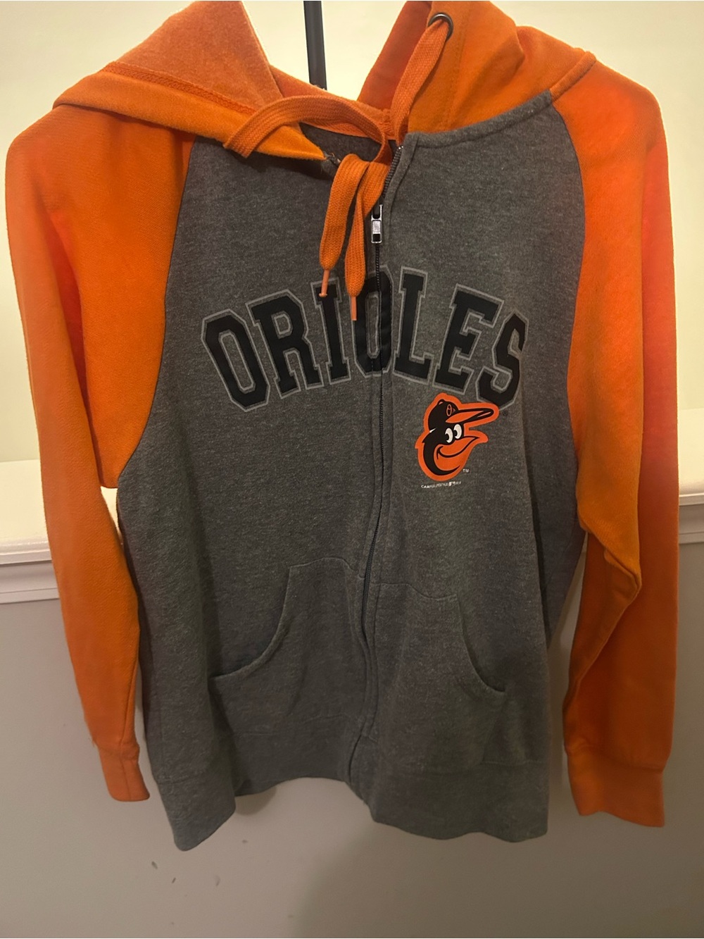 Orioles Gray and Orange Full-Zip Hoodie Sweatshirt